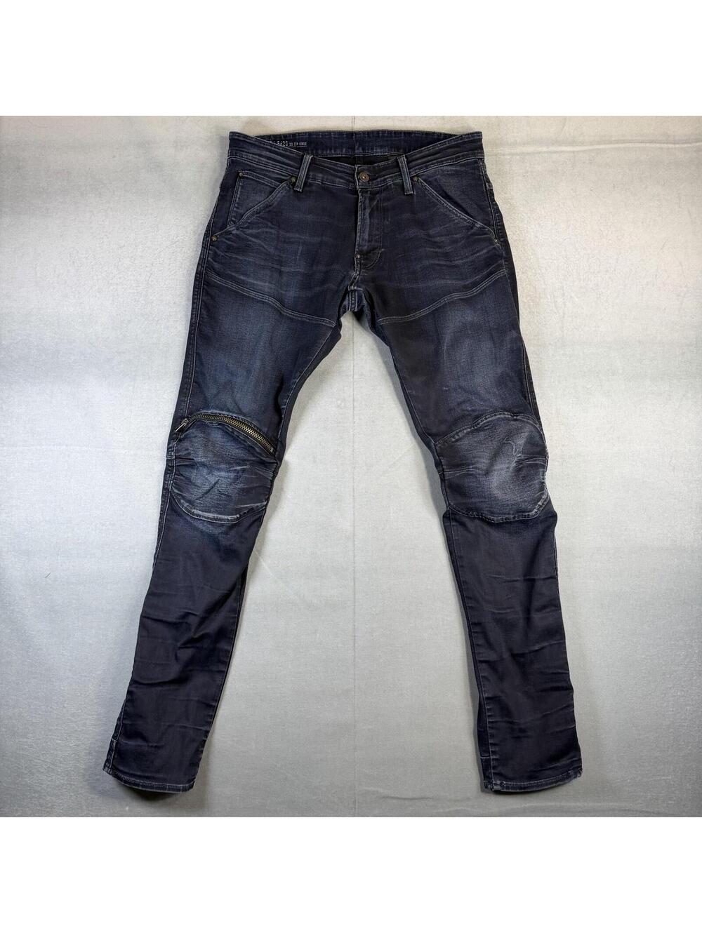 G-Star Raw 5620 3D Zip KneeSkinny Jeans Mens 32x32 Blue Dark Wash Stretch Denim